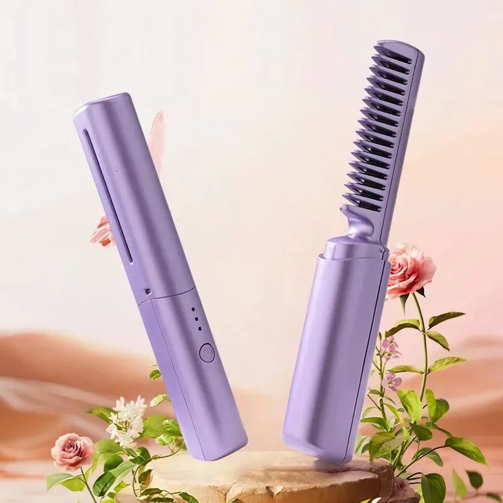Mini Adjustable Hair Straightener Hot Comb (Cordless & Rechargeable)