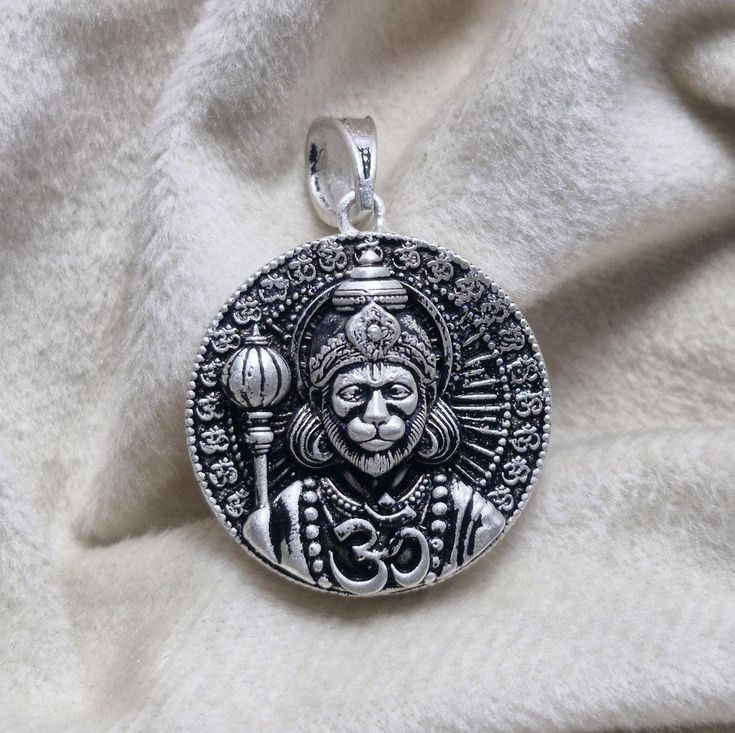Hanuman Ji Pendant Oxodaised Silver Chain